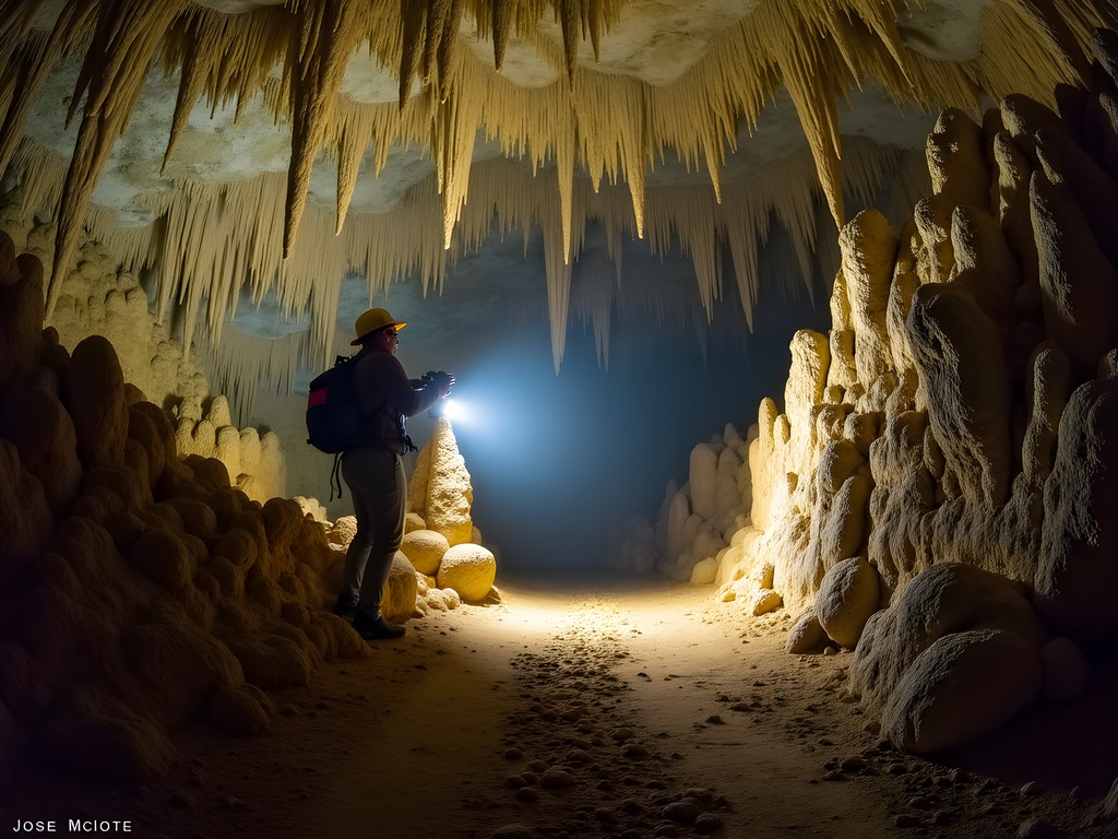 Dramatic limestone formations inside Cueva de Santo Tomás cave system in Viñales
