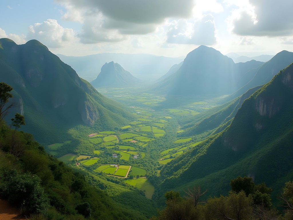 Panoramic view from Los Aquáticos trail showing mogotes and valley below