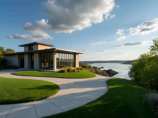 Lewis and Clark Visitor Center overlooking Missouri River and Gavins Point Dam in Yankton