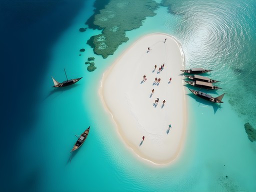 Family exploring pristine sandbank during Safari Blue tour in Zanzibar