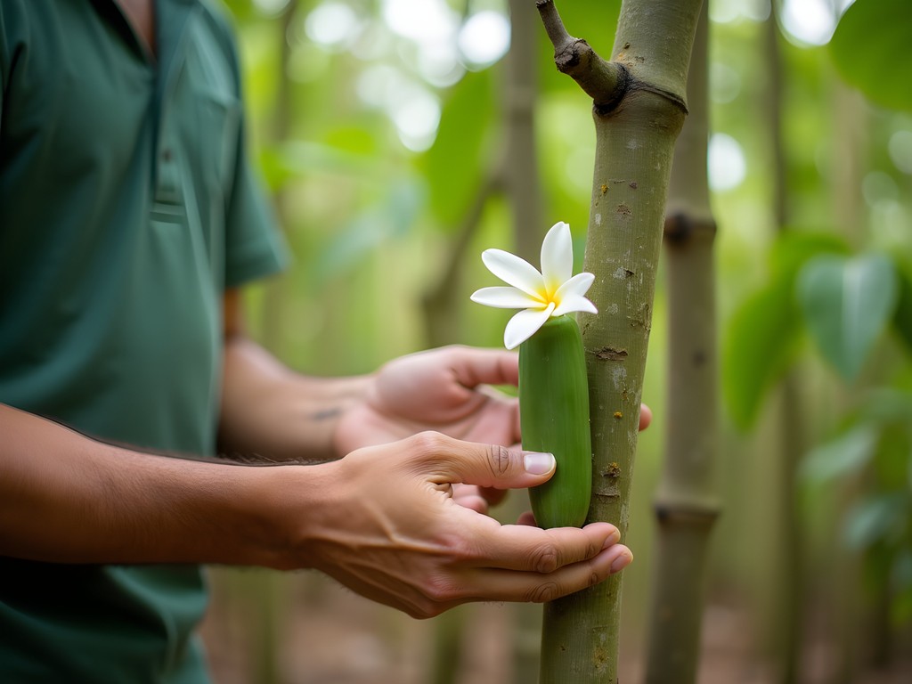 Family learning about spice cultivation on Zanzibar spice farm tour