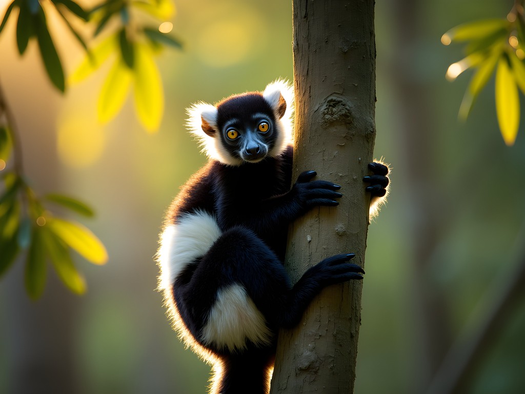 Indri lemur in morning light at Andasibe National Park