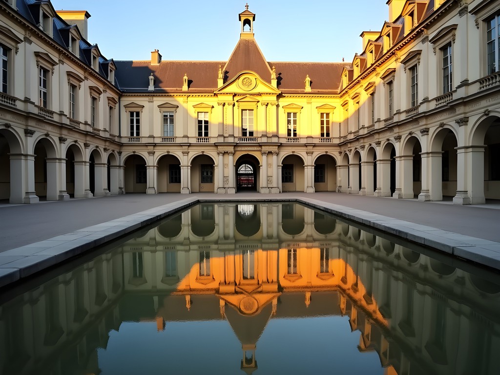 Place de la Bourse and water mirror at sunrise in Bordeaux