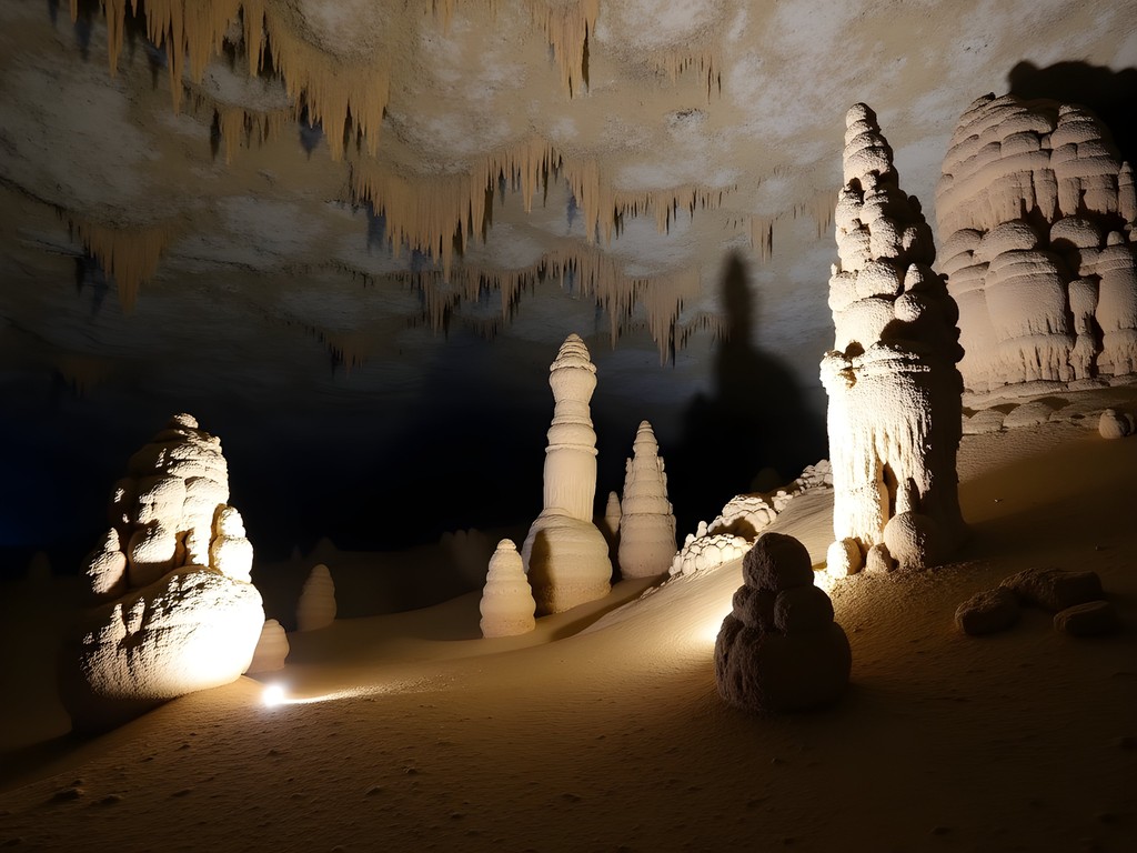 Dramatic limestone formations in Carlsbad Caverns