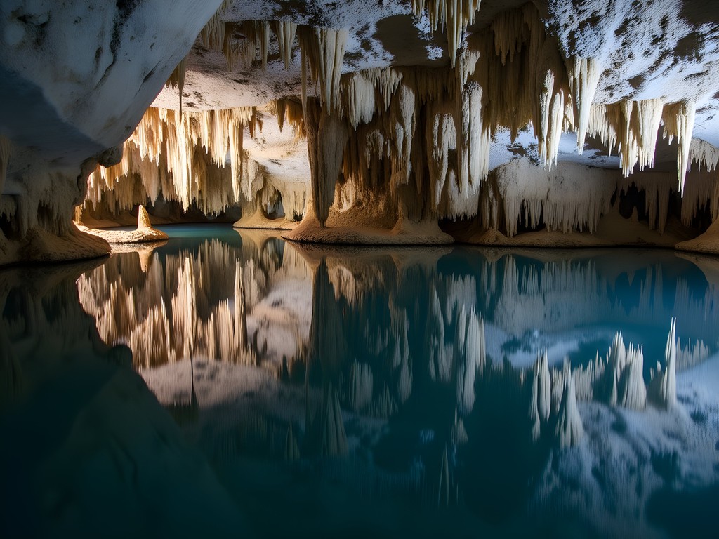 Perfect reflections in Mirror Lake at Carlsbad Caverns
