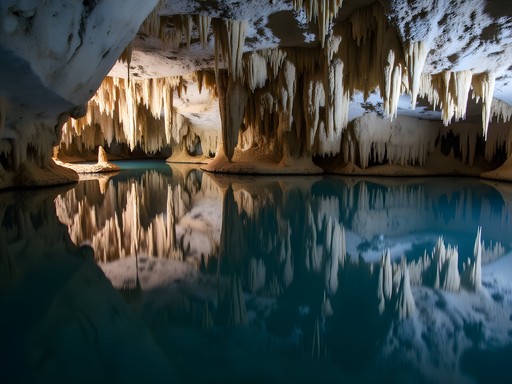 Perfect reflections in Mirror Lake at Carlsbad Caverns