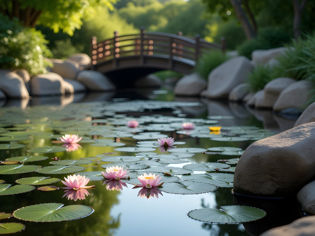 Serene Monet Pool at Denver Botanic Gardens with water lilies and Japanese-inspired elements