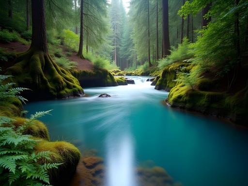 Long exposure photograph of Tamolitch Blue Pool showing the vibrant cerulean water surrounded by lush spring forest