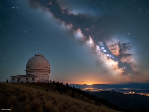 Historic Lowell Observatory dome silhouetted against the Milky Way in Flagstaff