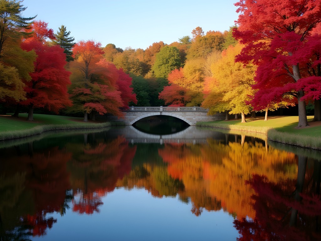 Fall foliage reflection in Binney Park pond, Greenwich Connecticut