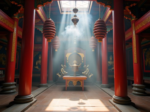 Spiral incense coils hanging from ceiling at Thien Hau Temple in Ho Chi Minh City