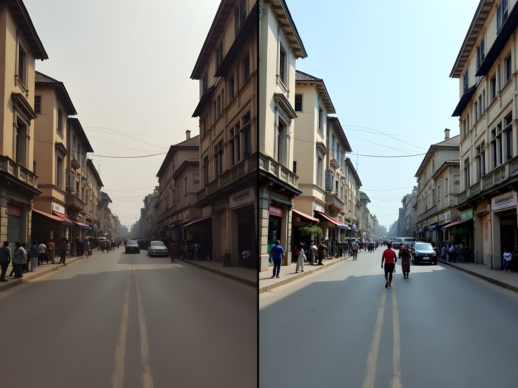 Before and after post-processing of Kinshasa street photography