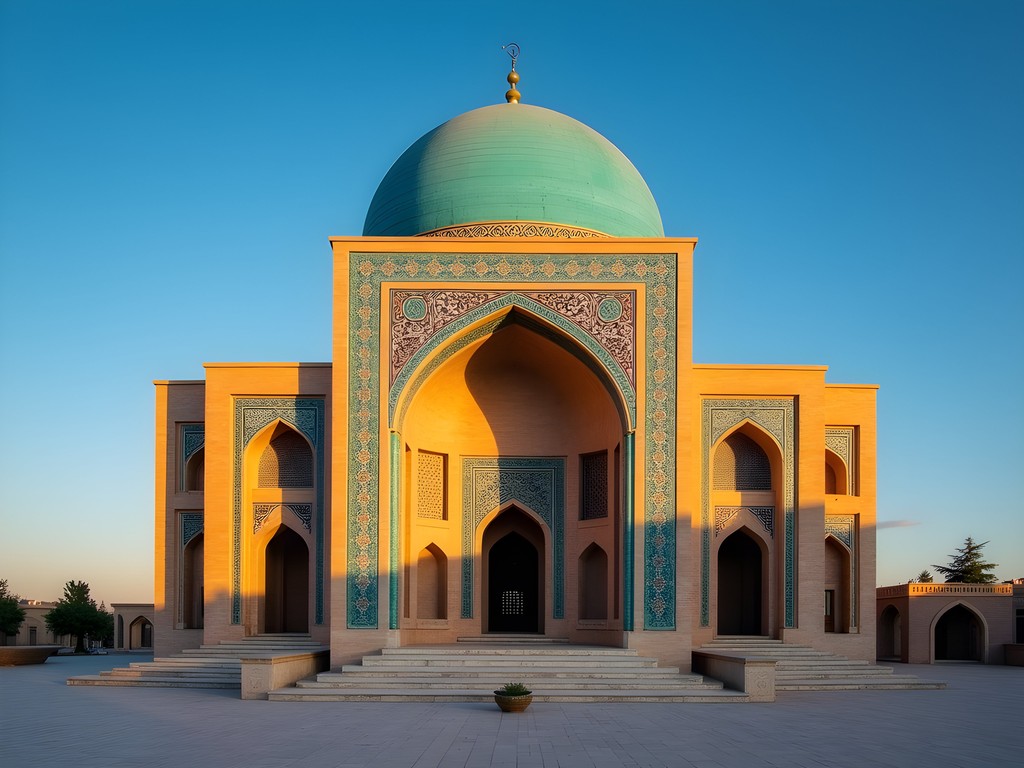 Hazrati Mir Sayyid Ali Hamadani mausoleum at sunrise in Kulob