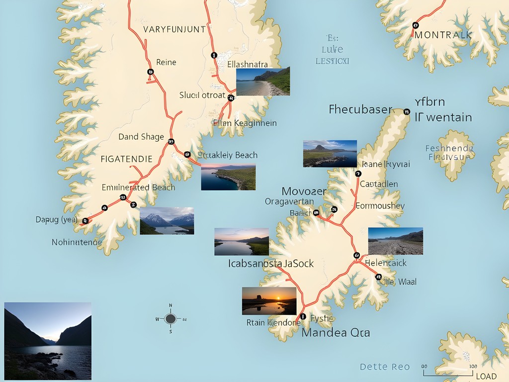 Map of top midnight sun photography locations in Lofoten Islands