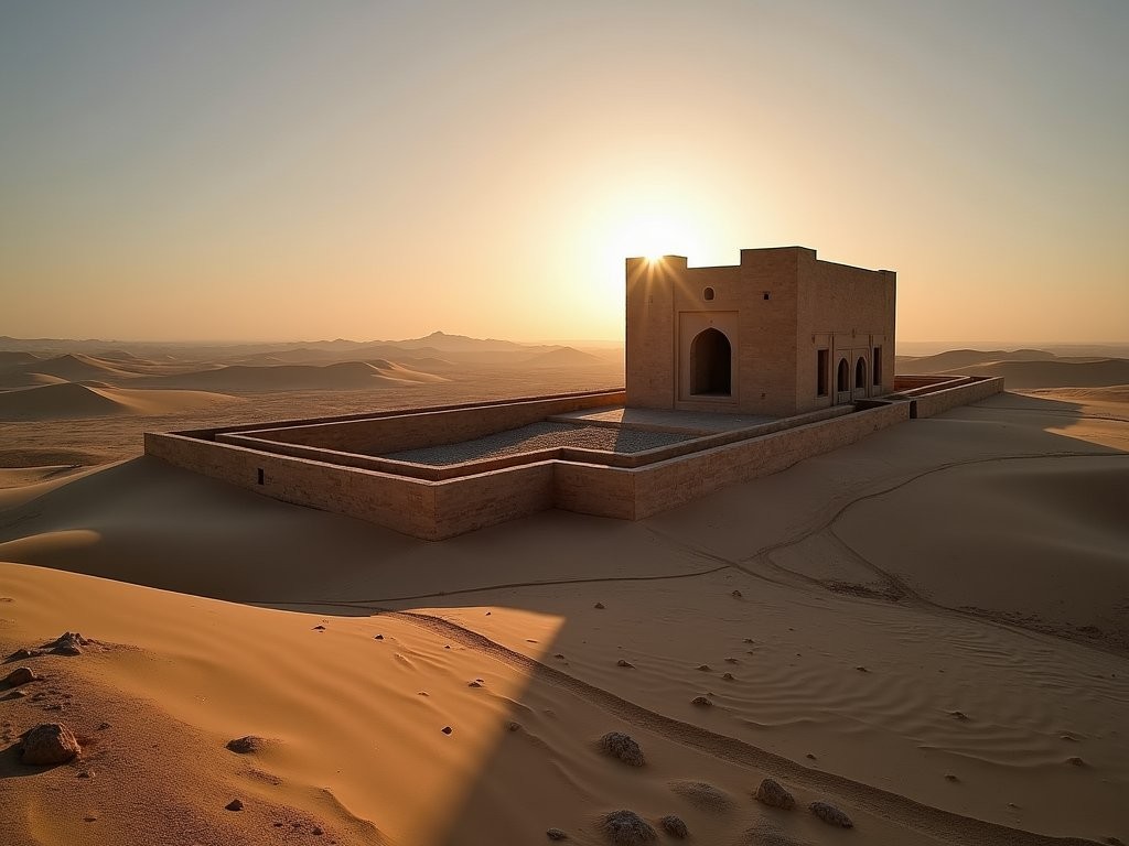 Ancient mausoleum of Sultan Sanjar at sunrise in Merv, Turkmenistan