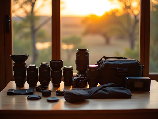 Photography gear preparation in Maun before Okavango Delta expedition