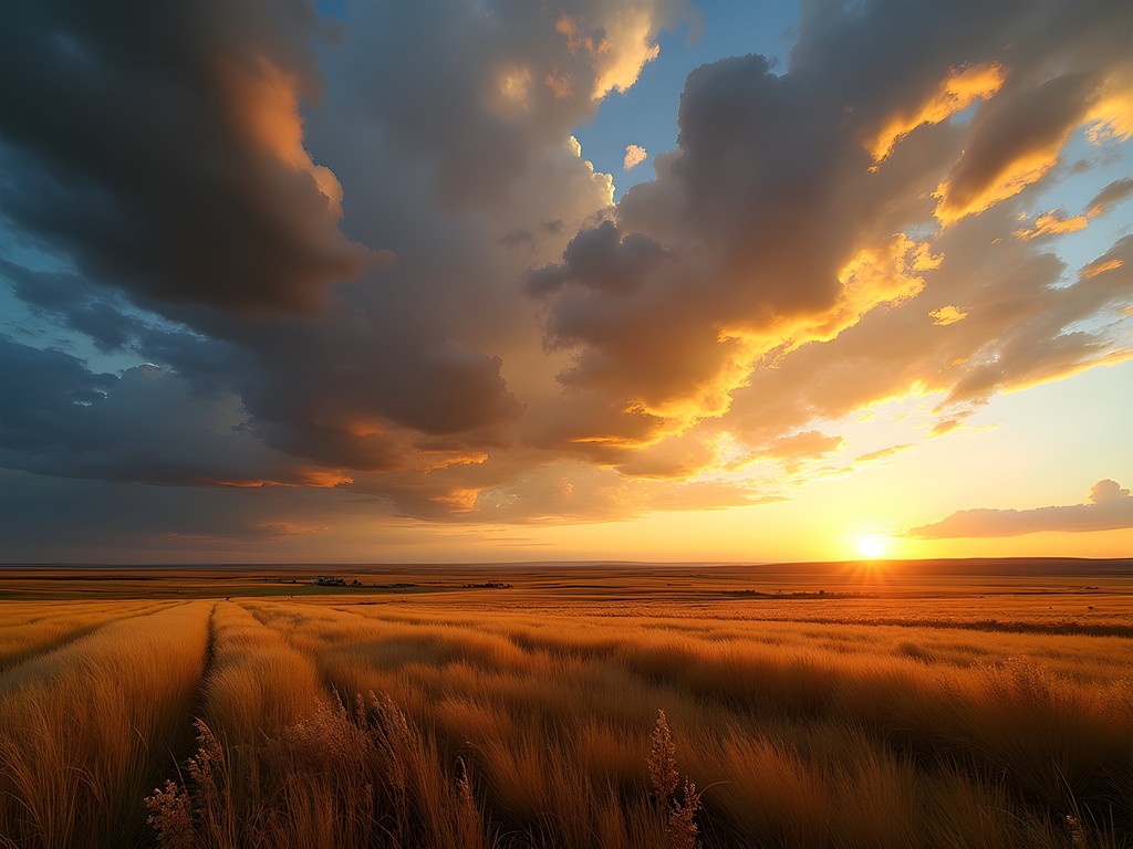 Photographer capturing sunset over vast Montana prairie landscape near Miles City