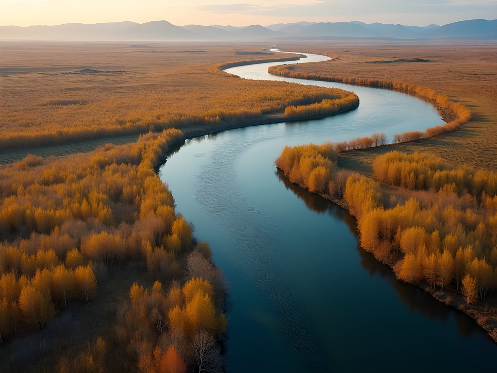 Aerial view of Yellowstone and Tongue River confluence near Miles City Montana