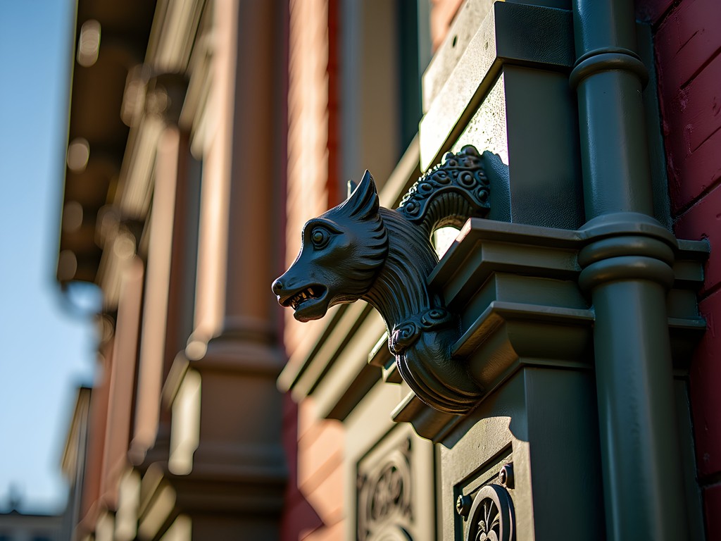 Close-up architectural details of historic buildings in downtown Montpelier showing ornate craftsmanship