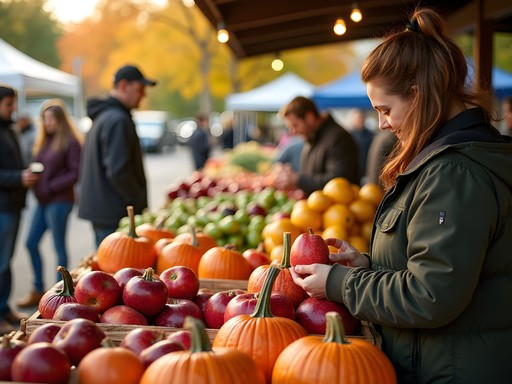Capital City Farmers Market in Montpelier with colorful fall produce and local vendors