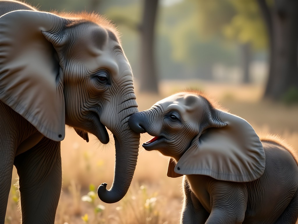 Orphaned elephant interacting with keeper at David Sheldrick Wildlife Trust in Nairobi