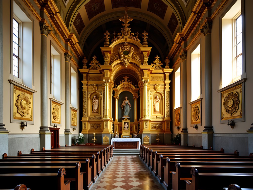 Ornate golden baroque altar inside Igreja de São Francisco de Assis in Ouro Preto