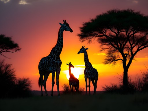 Giraffe silhouette against sunset at Kragga Kamma Game Park