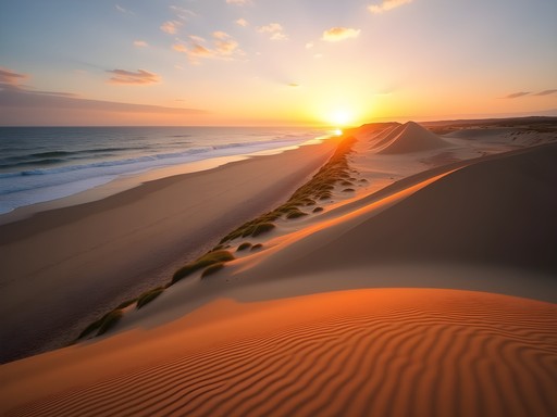 Sunrise over sand dunes at Sardinia Bay, Port Elizabeth