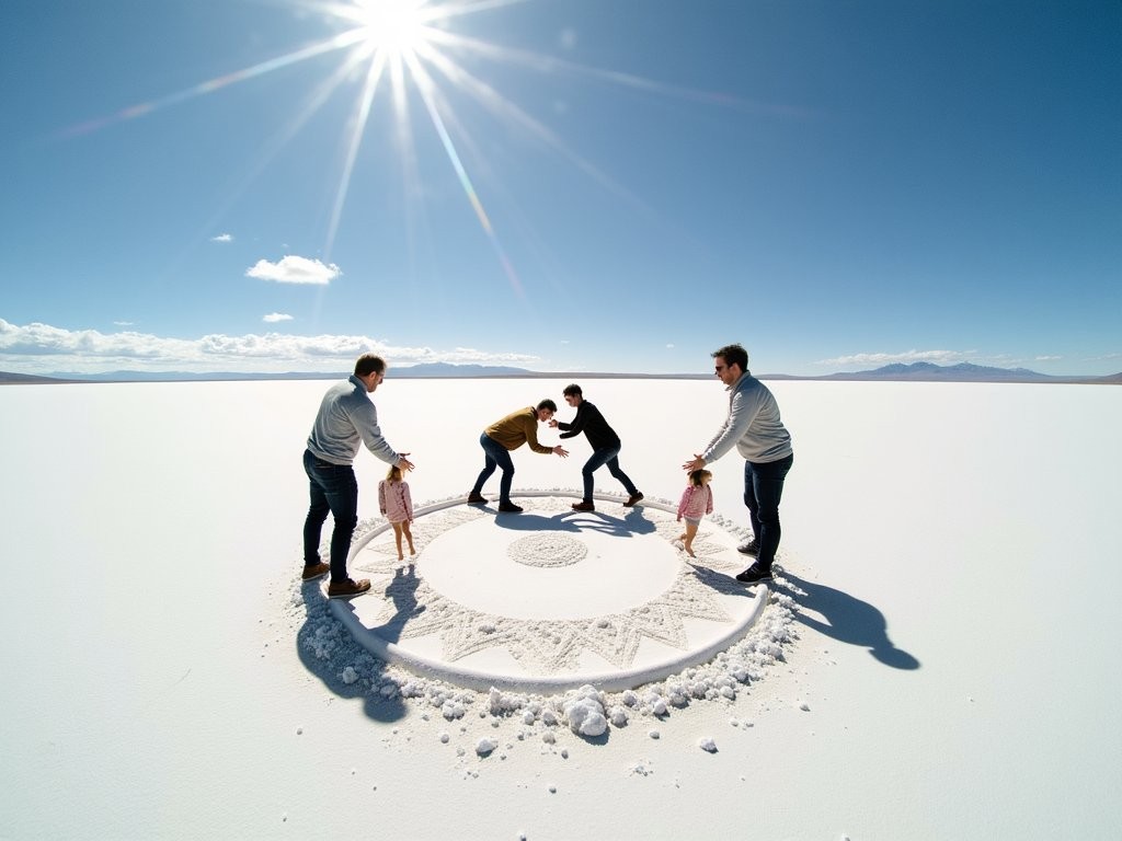 Creative perspective photography on Bolivia's salt flats