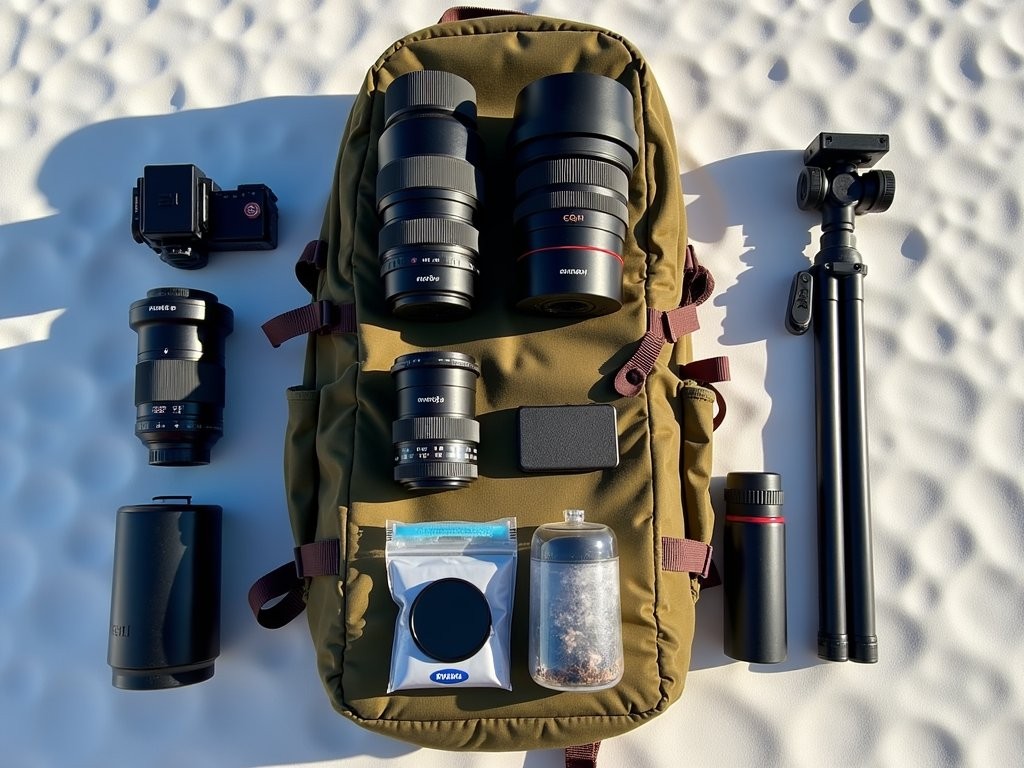 Camera gear protected from salt damage on Salar de Uyuni