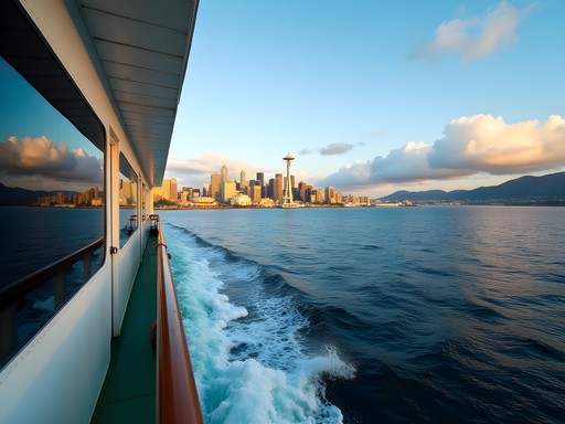 Seattle skyline view from departing Bainbridge Island ferry