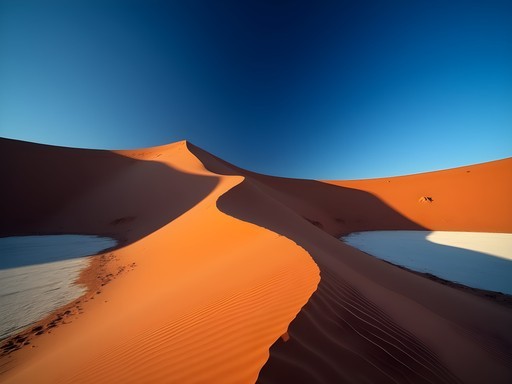 Sossusvlei dunes during blue hour with dramatic shadows