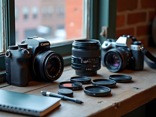 Photographer with essential gear exploring Syracuse urban landscape