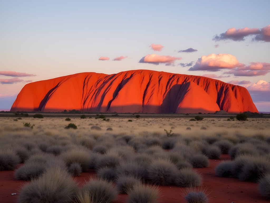 Photographer capturing dawn light on Kata Tjuta rock formations