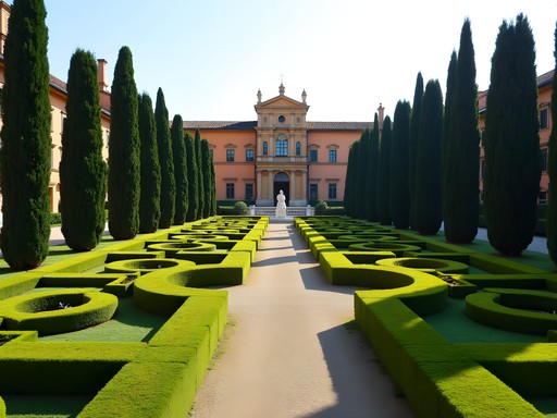 Geometric Renaissance gardens at Giardino Giusti Verona with cypress trees