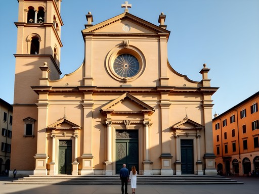 Romanesque facade of Basilica di San Zeno Maggiore in Verona with bronze doors