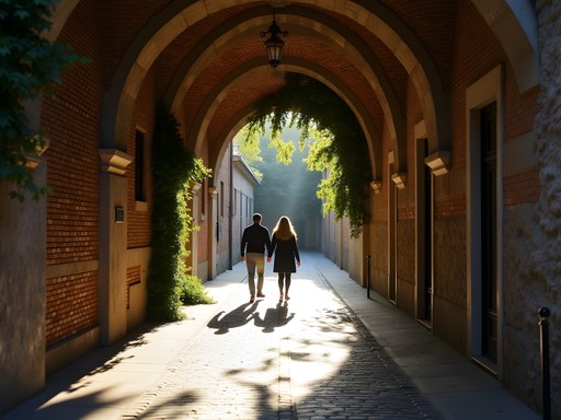 Medieval covered street Via Sottoriva in Verona with stone archways