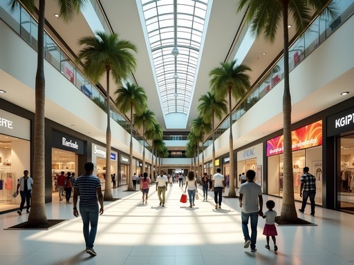 Interior of Accra Mall showing modern retail environment with local and international brands