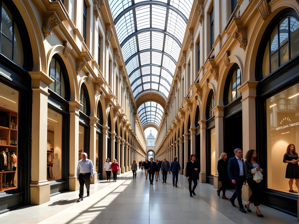 Historic Victorian architecture of Adelaide Arcade with luxury boutiques