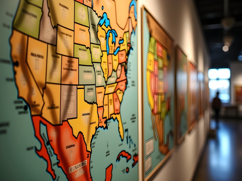 Collection of vintage road maps and automotive memorabilia at America on Wheels Museum