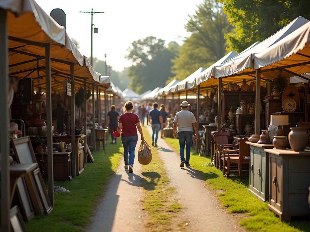 Outdoor section of Renninger's Antique Market in Allentown with vintage agricultural implements