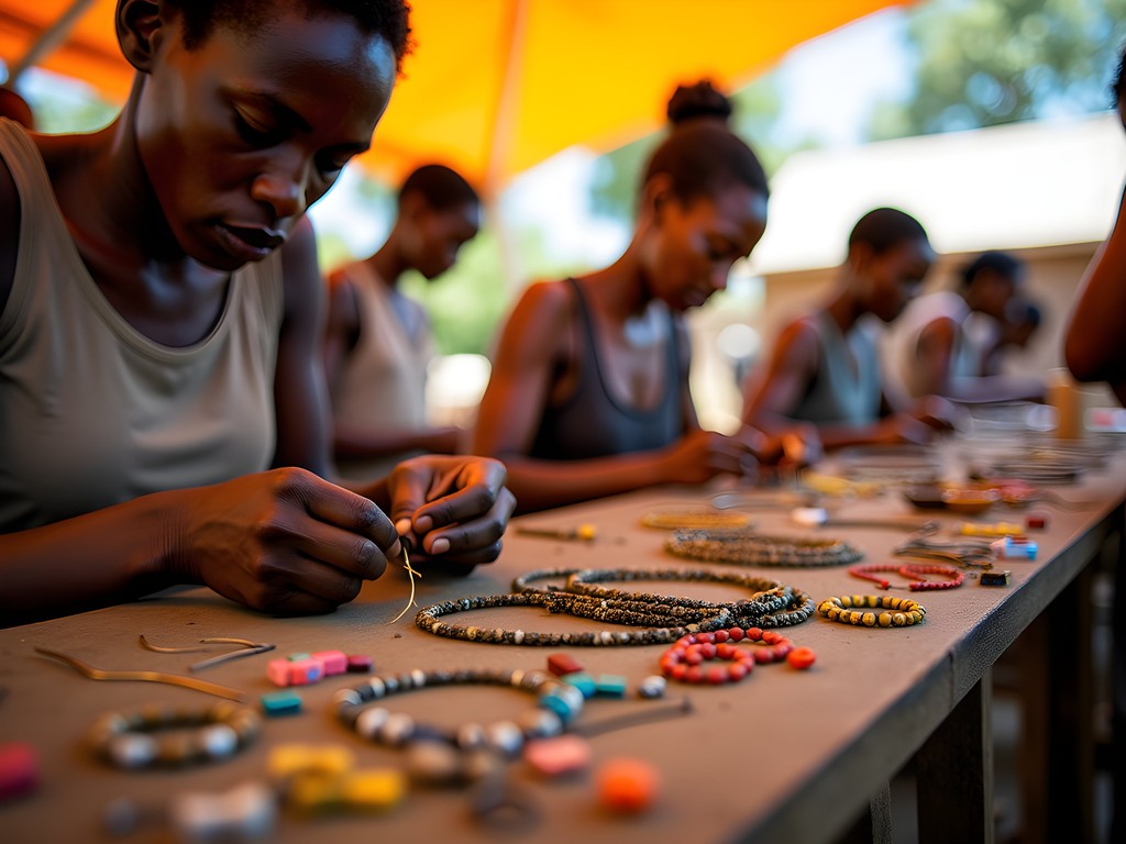 Sustainable craft cooperative creating jewelry from recycled materials in Antsiranana