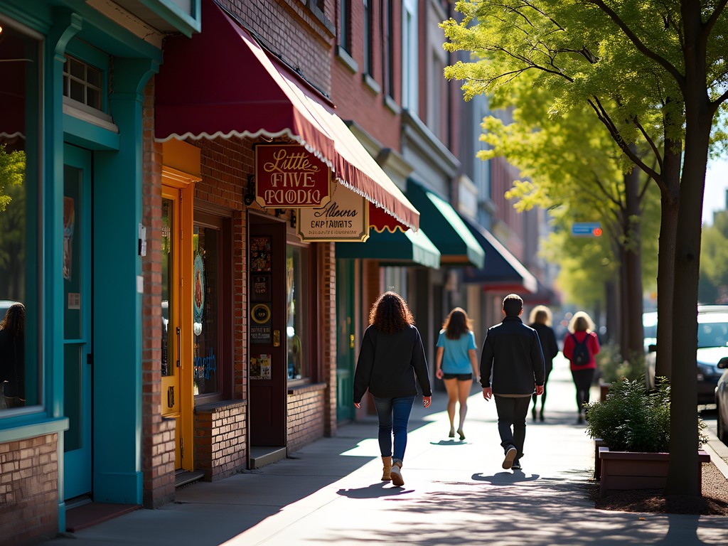 Colorful storefronts in Little Five Points shopping district in Atlanta