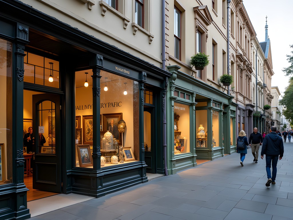 Historic Victorian buildings housing art galleries and boutiques in Parnell, Auckland