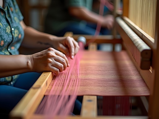 Thai artisan demonstrating traditional silk weaving techniques at Bangkok CRAFT cooperative