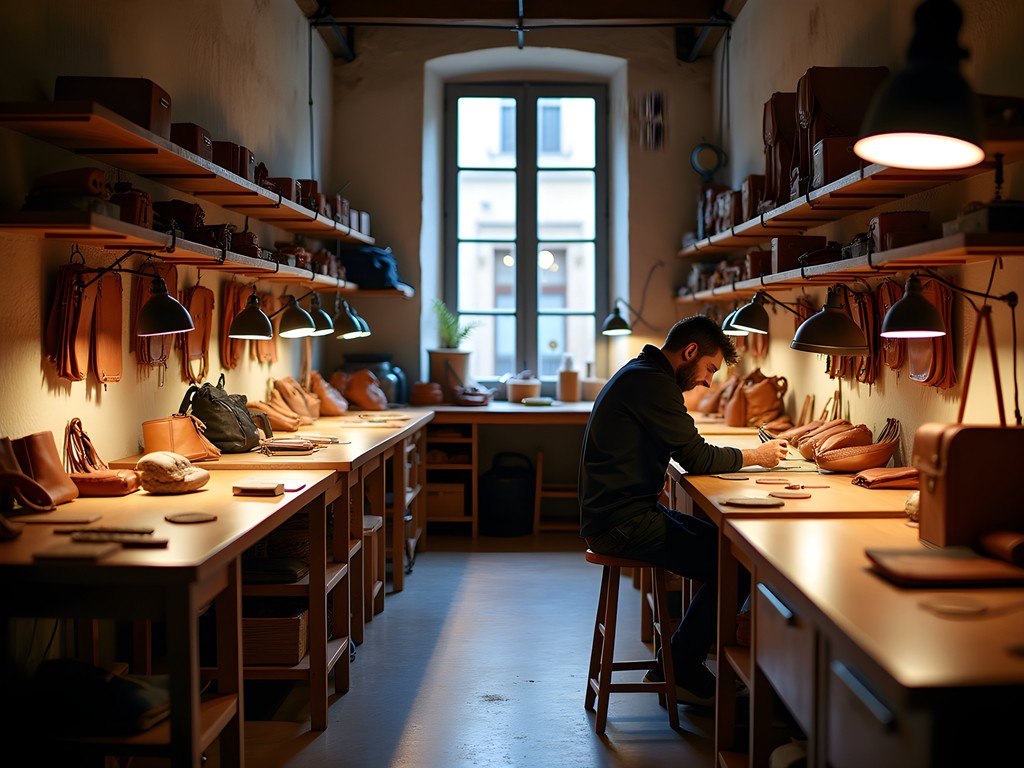 Artisan leather workshop in El Born district of Barcelona