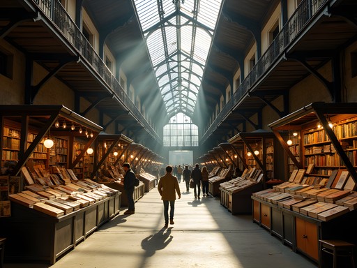 The renovated Mercat de Sant Antoni in Barcelona with Sunday market stalls