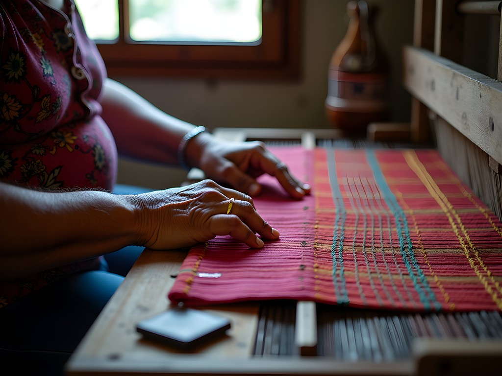 Traditional hammock weaving demonstration by artisan in El Tocuyo, Venezuela