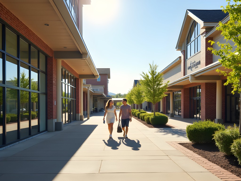 Group of women shopping at Tennessee outlet mall with shopping bags