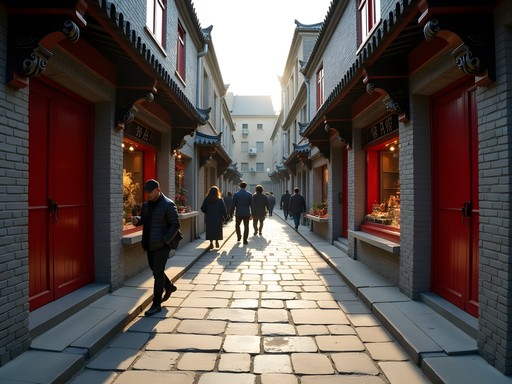 Stylish boutique shops along the historic Nanluoguxiang Hutong in Beijing